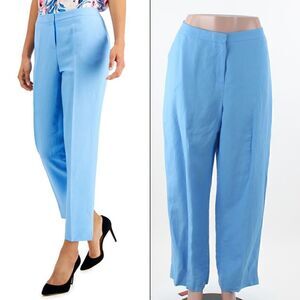 Kasper Mid-Rise Linen Blend Straight-Leg Pants